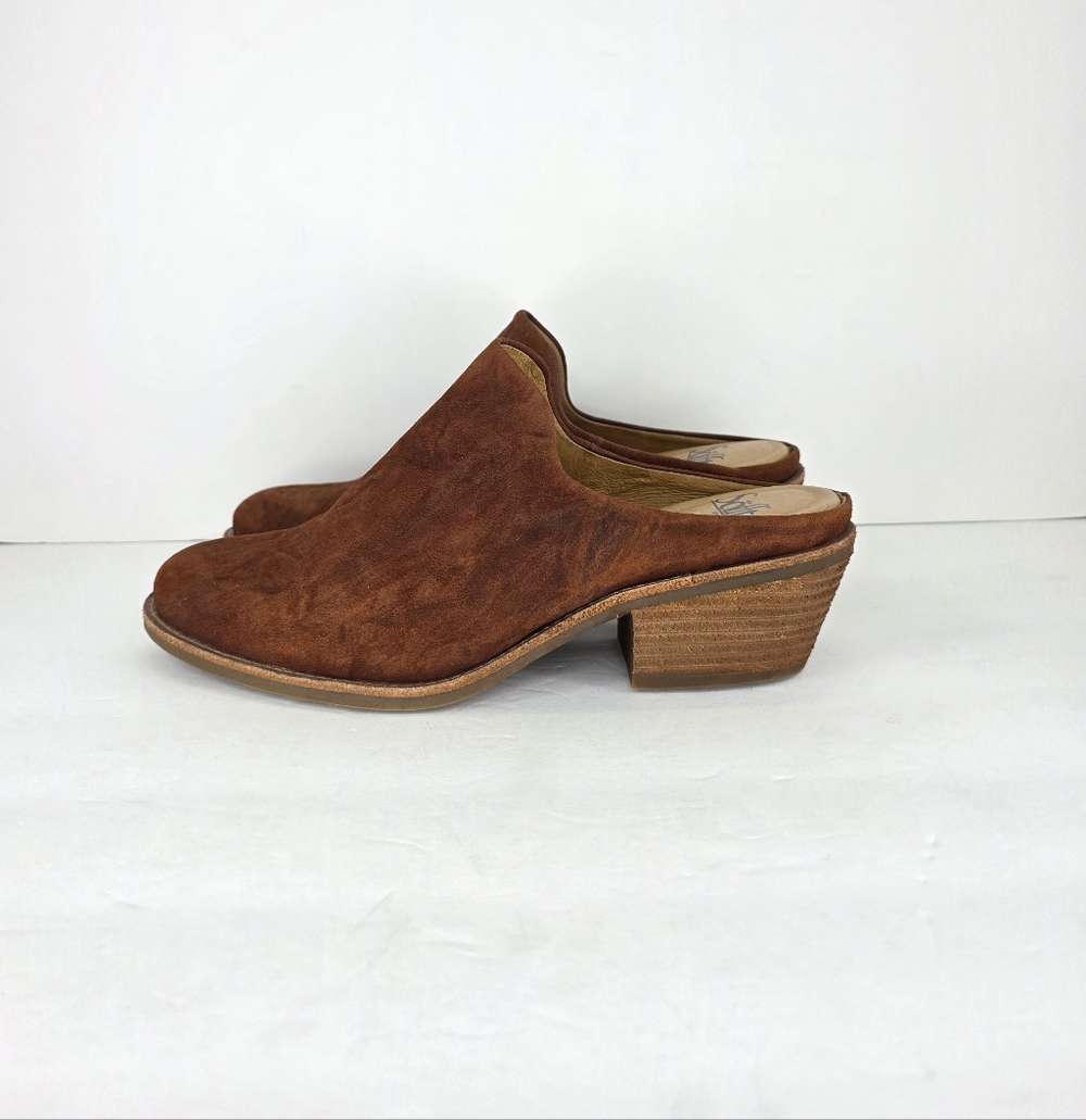 Sofft Ameera Cognac Suede Textured Western Shoes Leather Mule Clogs Size 8.5M - Picture 2 of 16